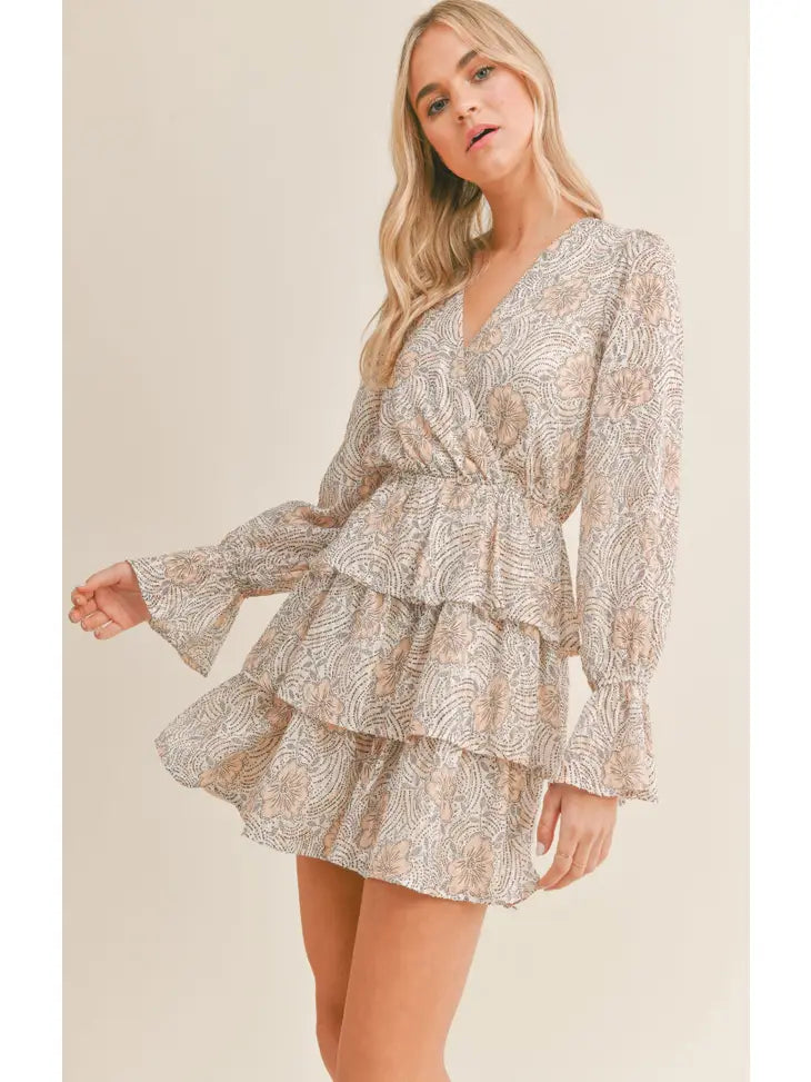 Golden Girl Surplice Mini Dress: CREAM Sadie & Sage