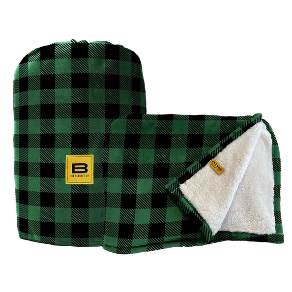 Sherpa Stretch™ Blanket Green Plaid Big Blanket Co