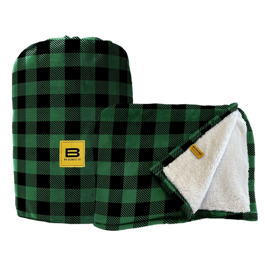 Sherpa Stretch™ Blanket Green Plaid Big Blanket Co