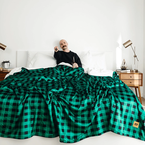 Sherpa Stretch™ Blanket Green Plaid Big Blanket Co