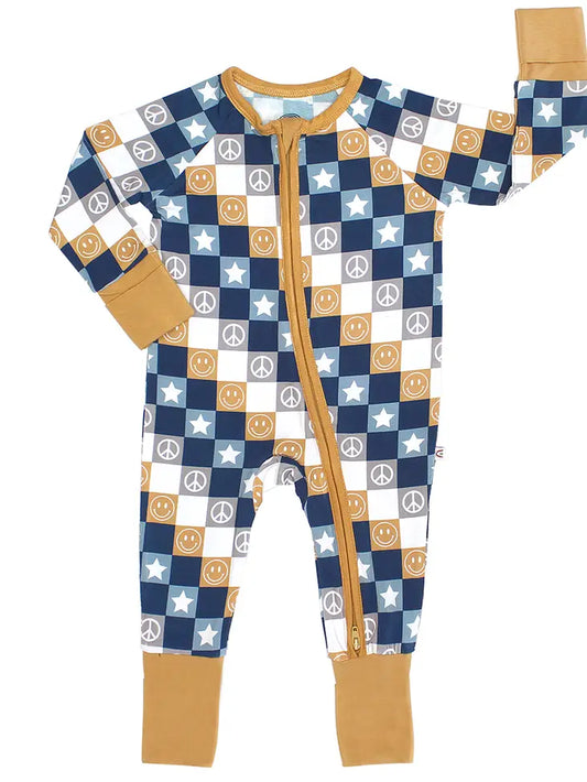 Happy Daze Blue Bamboo Convertible Baby Pajama Emerson & Friends