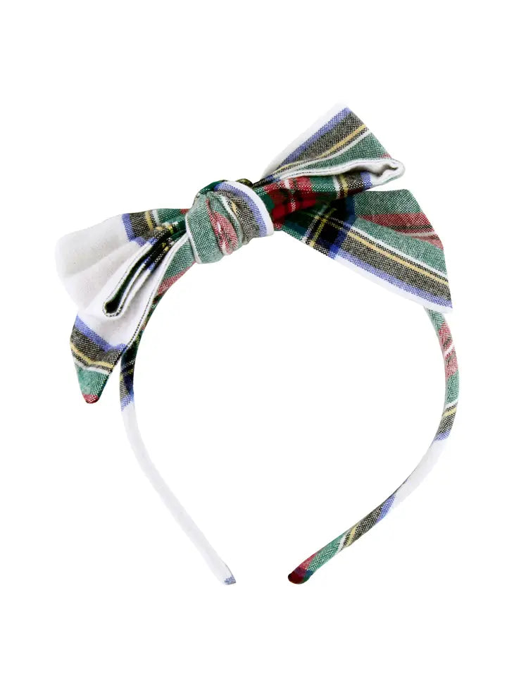 Good Tidings Plaid Skinny Big Bow Headband Ruffle Butts