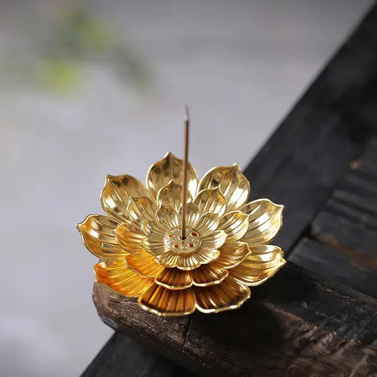 Lotus Shaped Golden Incense Burner Incense Holder Home Decor The Druzy Rose