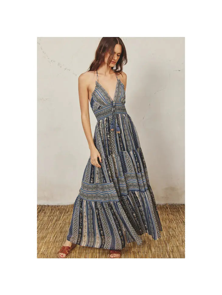 Floral Halter Open Back Maxi Dress Dress Forum