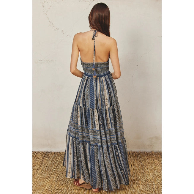 Floral Halter Open Back Maxi Dress Dress Forum