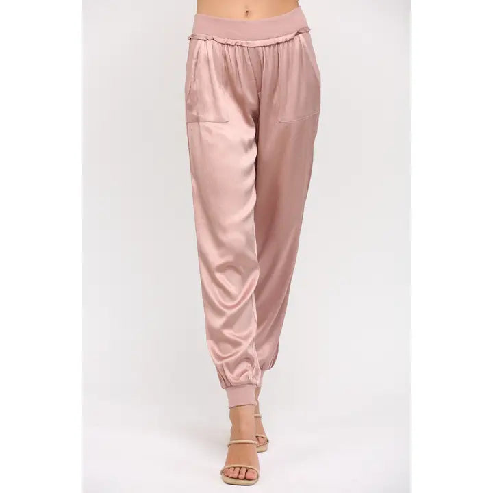 Textured Satin Jogger Pants FATE