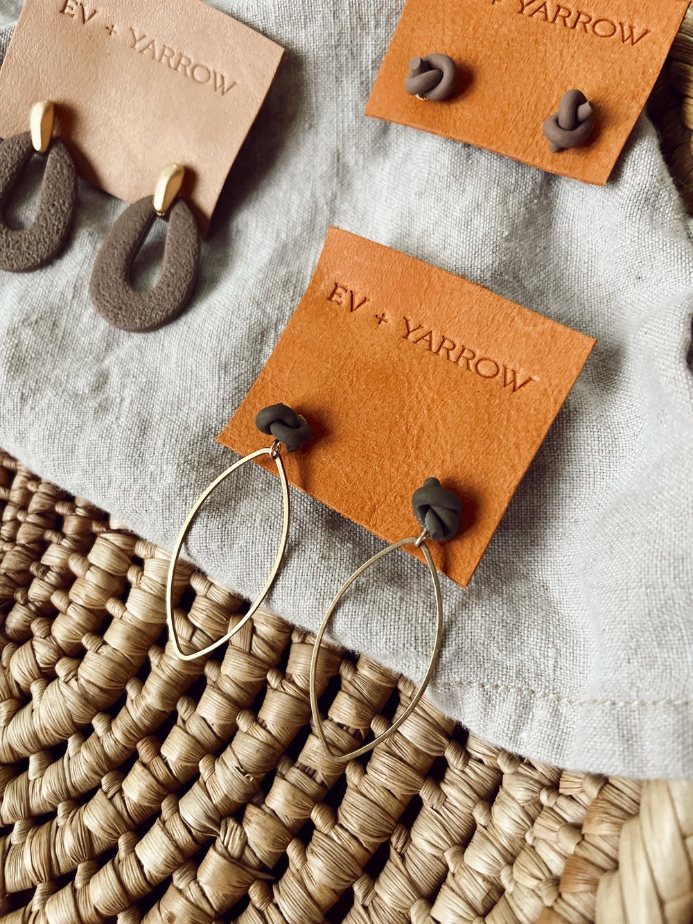 olive knot and brass earrings EV + YARROW