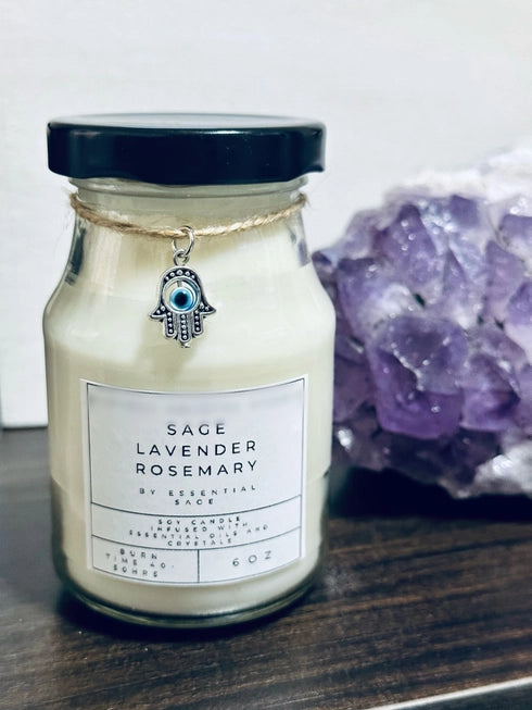 Lavender Soy Candle With Crystals The Druzy Rose