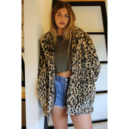 Faux Fur Animal Print Jacket ANGIE