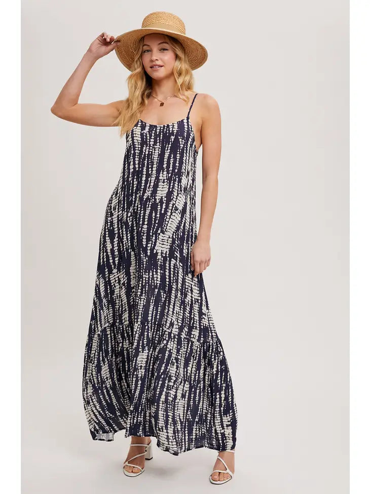 TIE-DYE PRINT COCKTAIL MAXI DRESS Bluivy