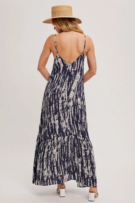 TIE-DYE PRINT COCKTAIL MAXI DRESS Bluivy