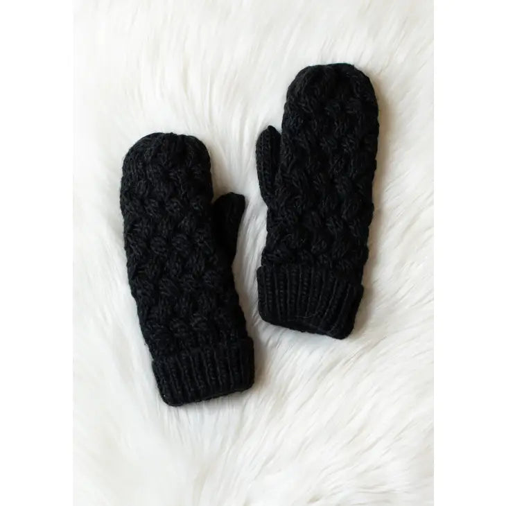 Black Knit Mittens The Druzy Rose