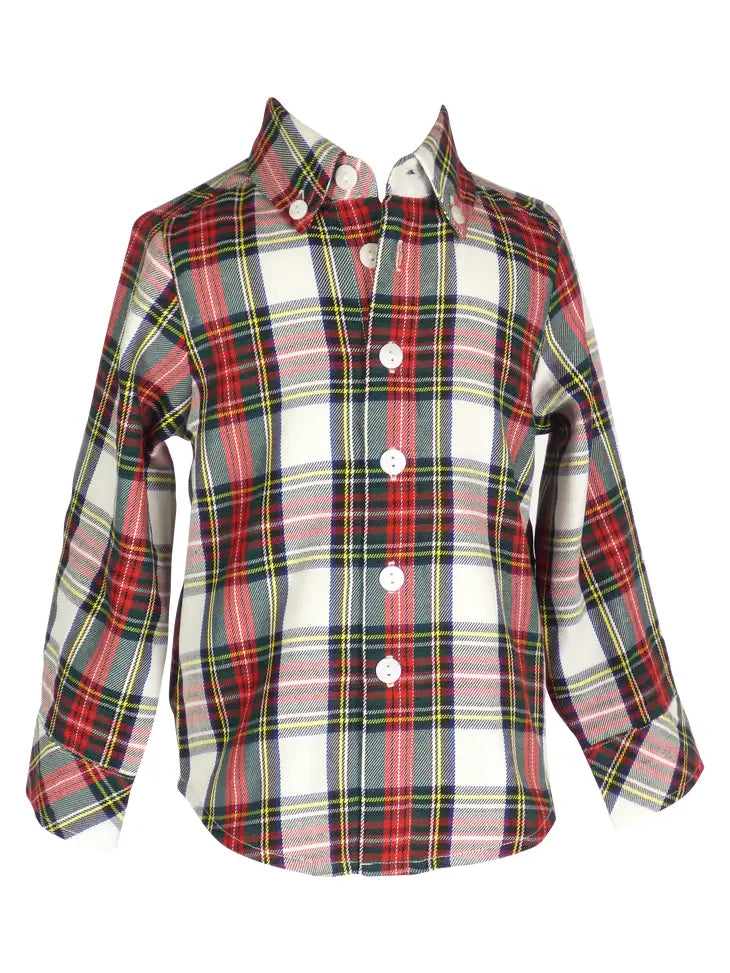 North Pole Plaid - Conner Button Down Shirt The Yellow Lamb