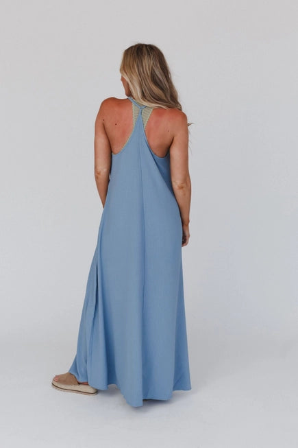 Oasis Pocket Maxi Dress - Dusty Blue The Druzy Rose