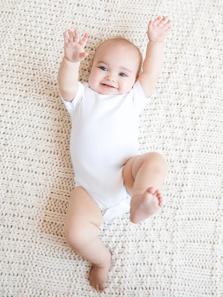 Organic Baby Short Sleeve Classic Bodysuit - White Colored Organics