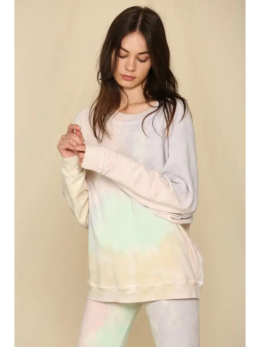 Knit French Terry Cloud Garment Dyed Top Pastel Multi By Together