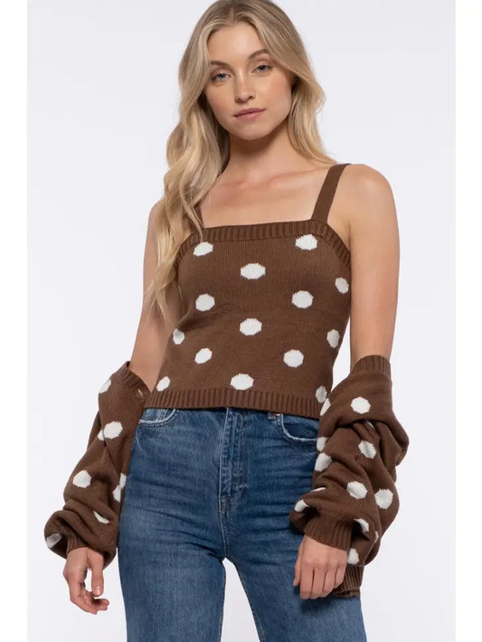 SLEEVELESS POLKA DOT KNIT TOP Moon River