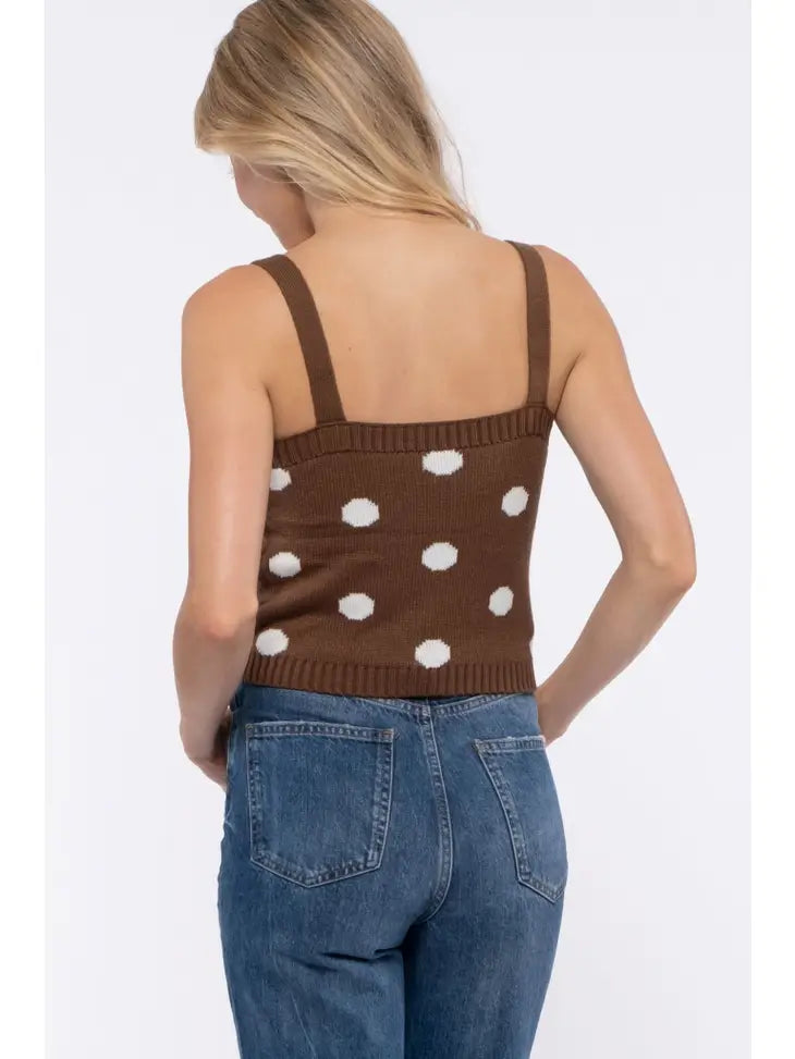 SLEEVELESS POLKA DOT KNIT TOP Moon River