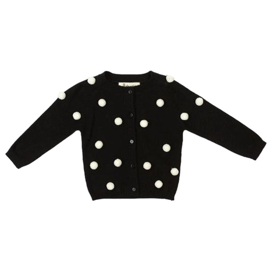 Black Pom Pom Wooly Cardigan Doe a Dear