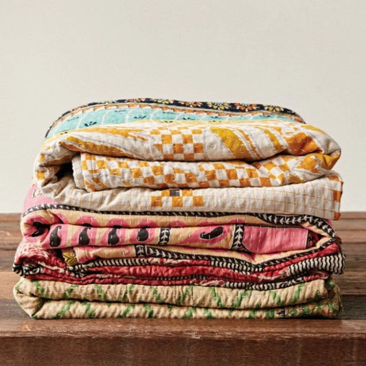 Vintage Kantha Quilt Blankets, Bohemian Home Decor Liv Rocks