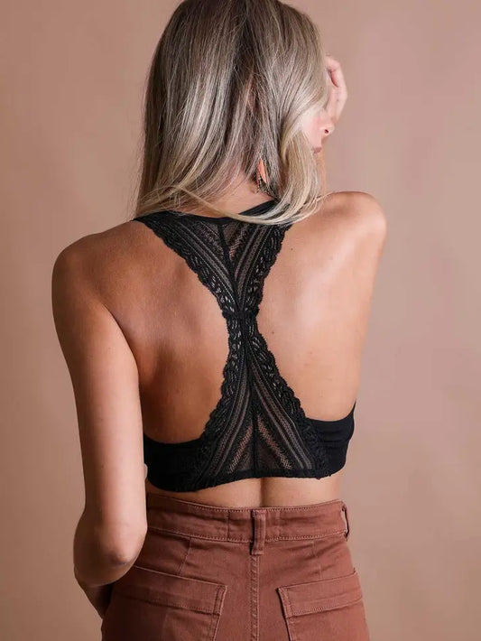 Seamless Front Lace Racerback Bralette Leto Accessories