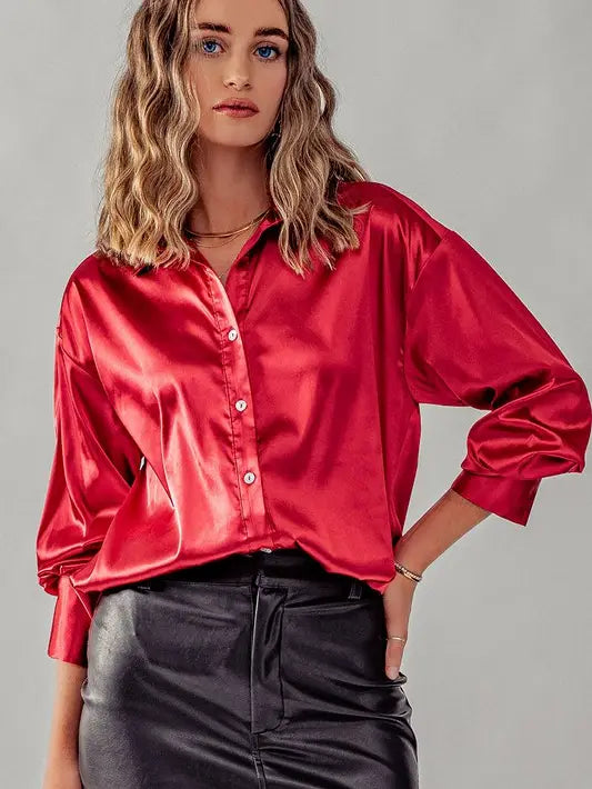 Elegant Classic Fit Satin Shirt Urban Daizy