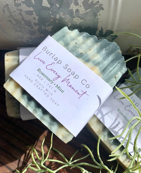 Rosemary + Mint Goats Milk Artisan Handcrafted Soap Burlap Soap Co