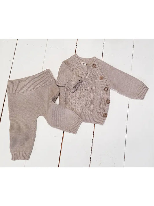 Sasha Cotton Knit 2pc Shirt and Pants Baby Outfit Set Mali Wear