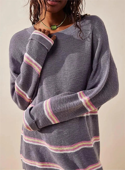 Crewneck Striped Lounge Top Rosa Clothing