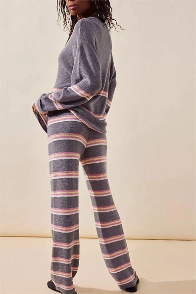 Grey Striped Lounge Pants Rosa Clothing