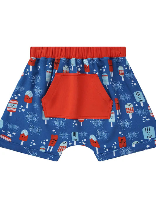 Patriotic Bamboo Terry Shorts- Party Pops Emerson & Friends