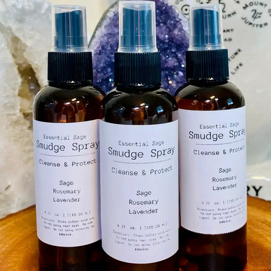 Smudge Spray 4oz with Crystals! Essential Sage