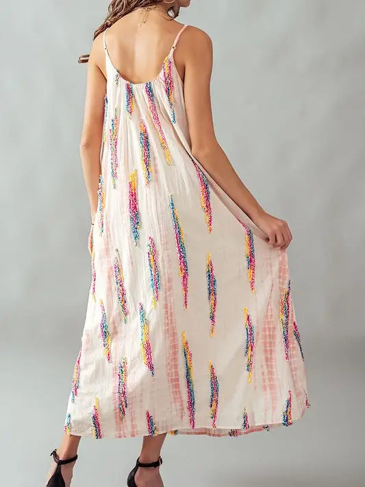 EMBROIDERY MULTI STRIPE PATTERN MAXI DRESS Urban Daizy