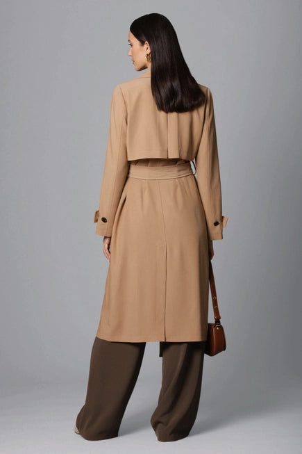 Stretch Crepe Duster Trench Coat Khaki Avec Les Filles