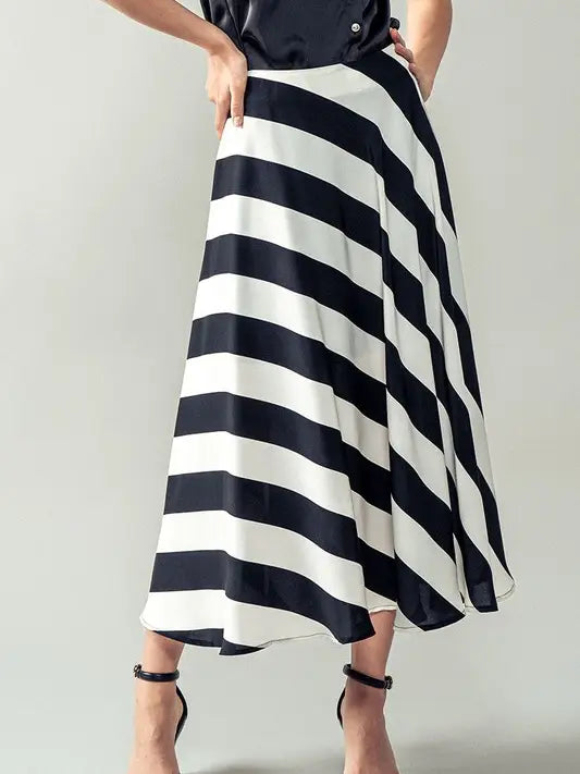Striped Crepe Couture Maxi Skirt Urban Daizy