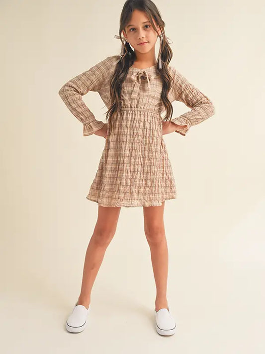 Plaid front tie Girls Dress The Druzy Rose