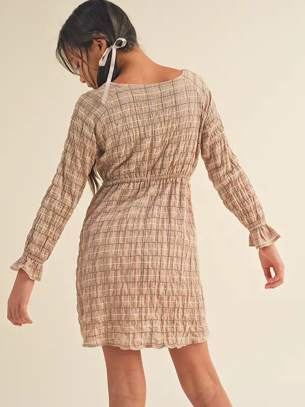 Plaid front tie Girls Dress The Druzy Rose