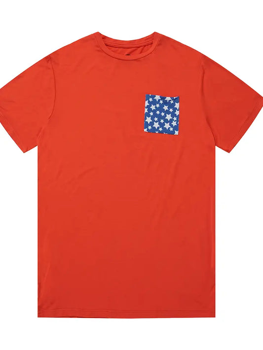 Patriotic Bamboo Star Pocket Tee Shirt-Party Pops The Druzy Rose