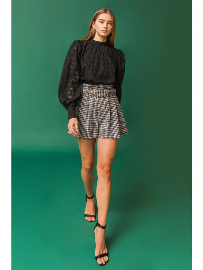 Tweed houndstooth winter shorts The Druzy Rose