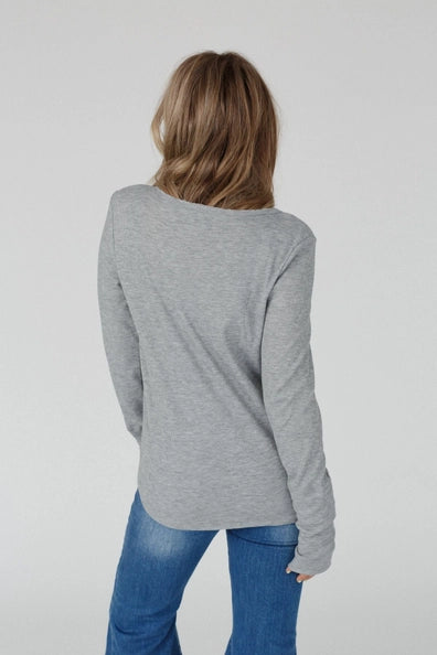 Jacqueline Long Sleeve Top - Heather Gray Three Bird Nest