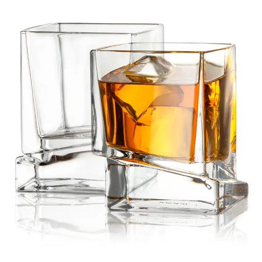 Carre Square Heavy Base Whiskey Glasses, Drinking Tumblers The Druzy Rose