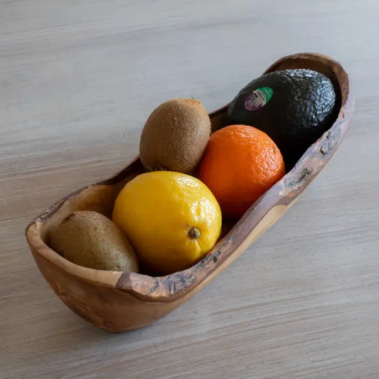 Rustic Long Bowl Olive Wood Handcrafted The Druzy Rose