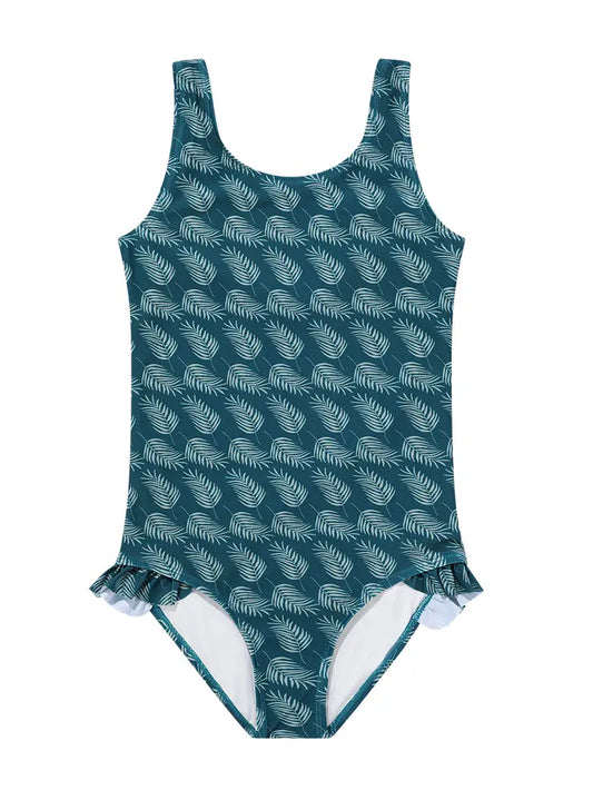 Palms in Paradise Ruffle Leg One Piece Girls Swim Suit Emerson & Friends