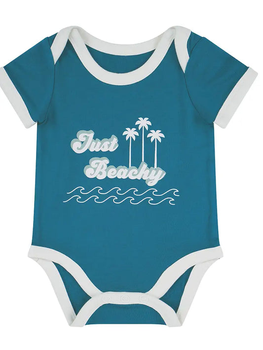 Just Beachy Bamboo Terry Ringer Baby Onesie Emerson & Friends