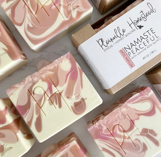 Crystal Soap - Namaste Peaceful | Rose Quartz Plainville Homestead