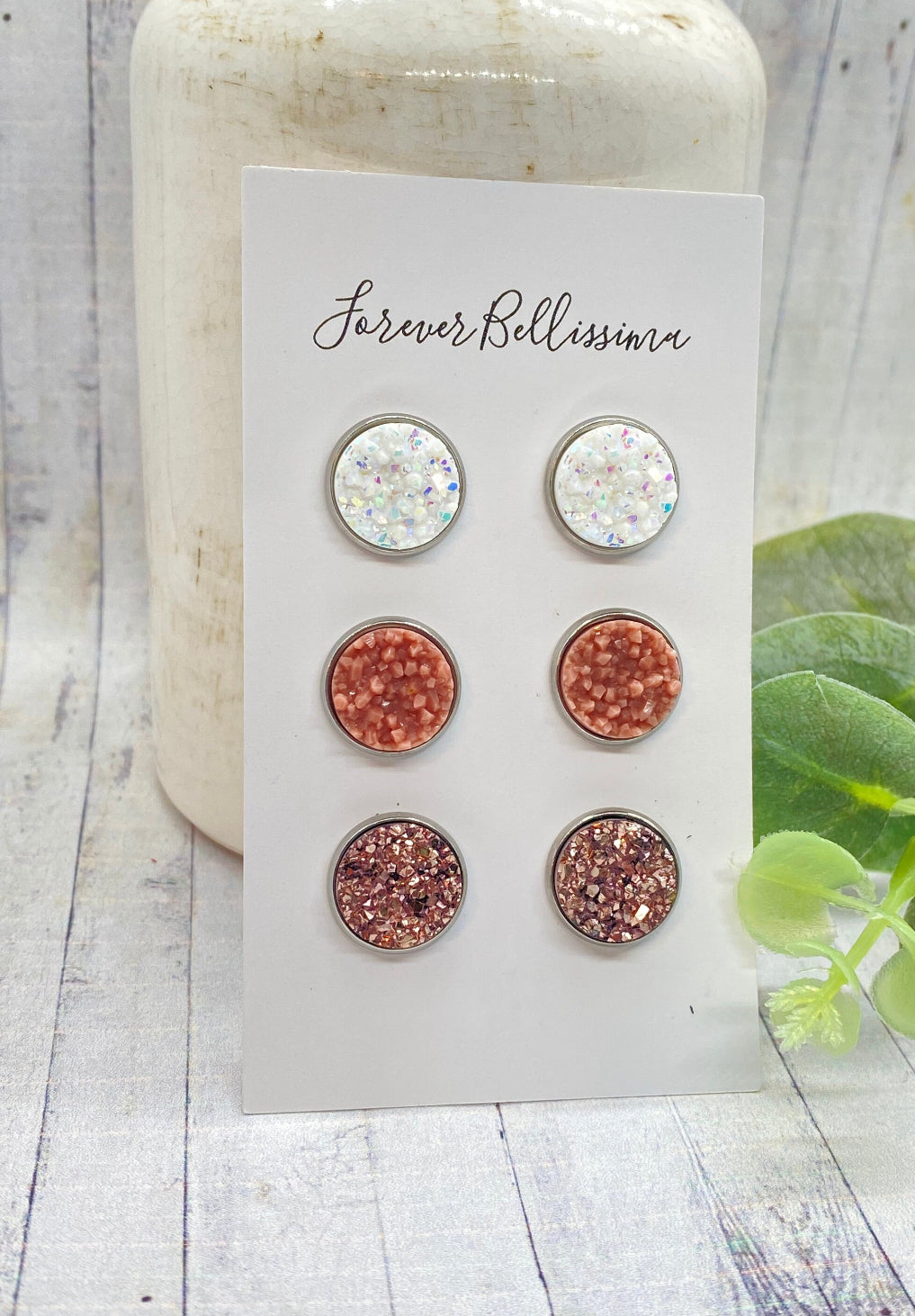 Druzy Stud Earings | Desert Sands Druzy Stud Set |  8mm Forever Bellissima