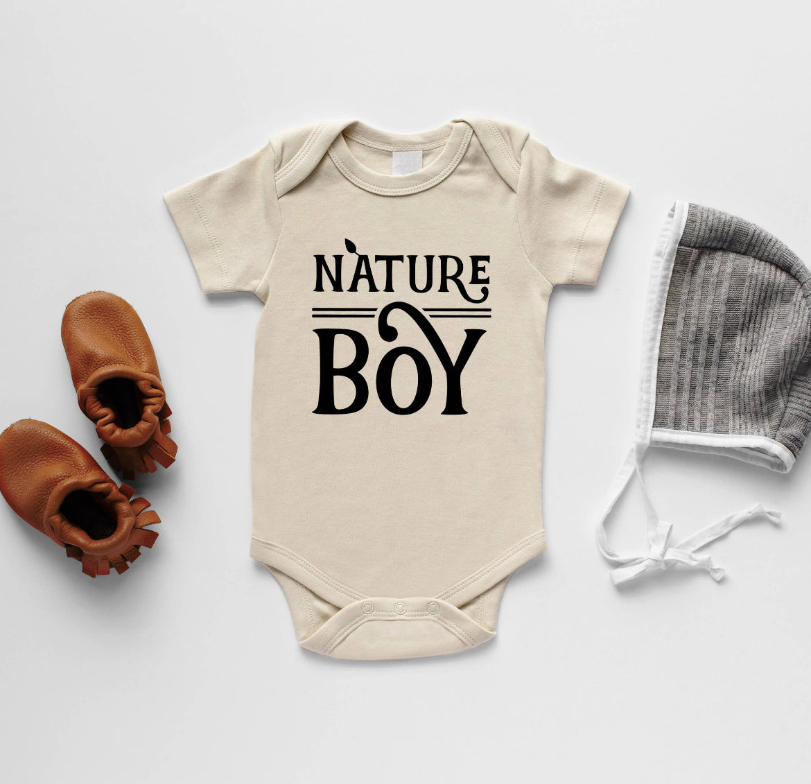 Cream Nature Boy Organic Baby Bodysuit  Short Sleeve Gladfolk