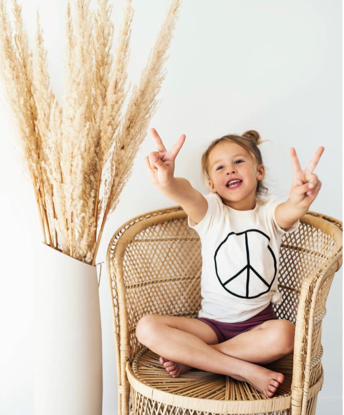 Organic Short Sleeve Tee: Peace Sign Bohemian Babies