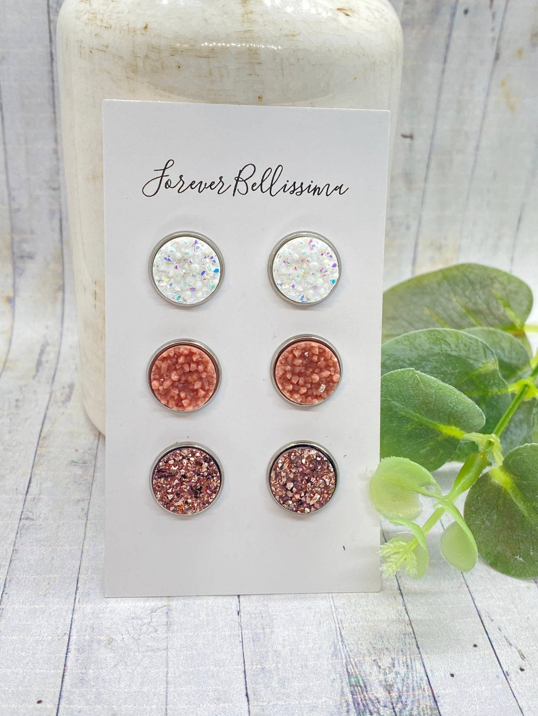 Druzy Stud Earings | Desert Sands Druzy Stud Set |  8mm Forever Bellissima