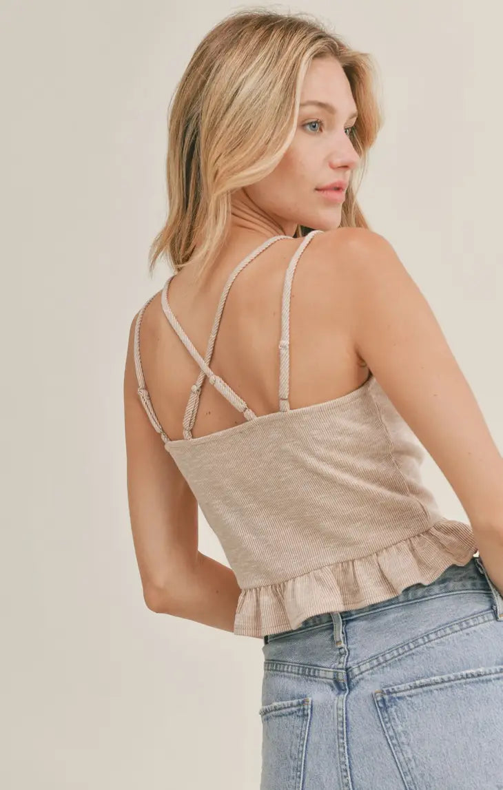 Penney Cross Strap Ruffle Crop Top Sadie & Sage